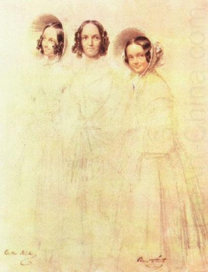 Franz Kruger Portrat der Frau Crelinger mit ihren Tochtern Bertha und Clara oil painting picture